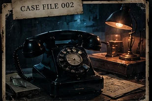 An ominous black rotary telephone