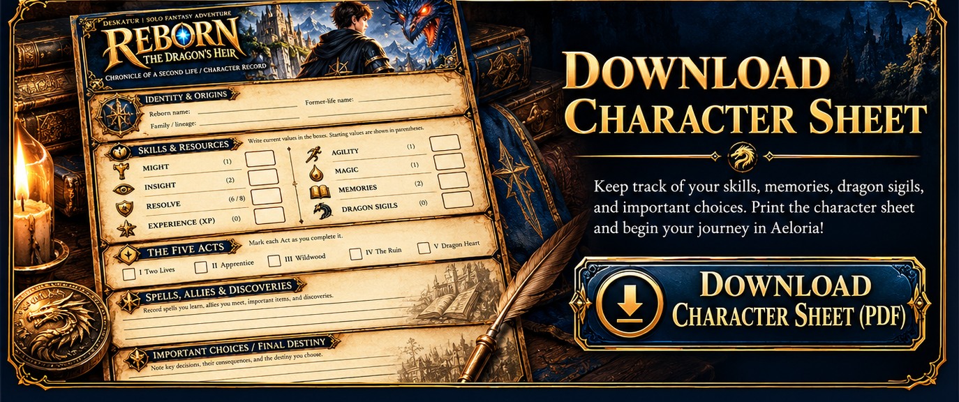 Download Character Sheet: illustrated REBORN hero record with skills and resources