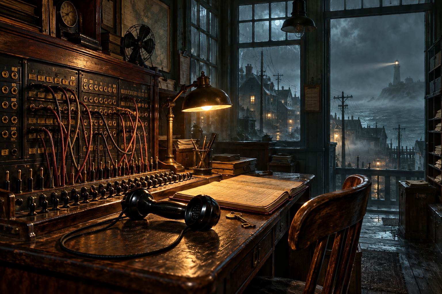 The telephone exchange at night