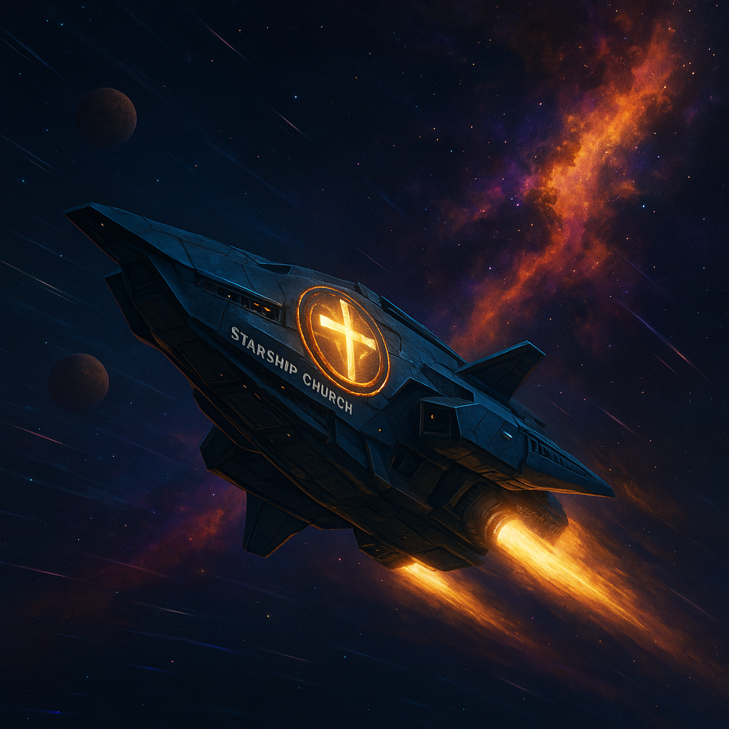 The Starship Church crossing deep space